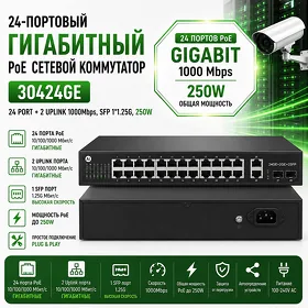 Poe Switch 24 PORT Сетевой коммутатор 30424GE