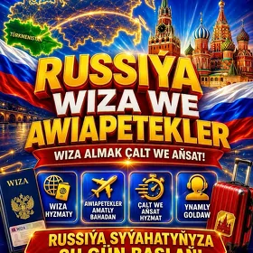 🇷🇺 RUSSIÝA WIZA WE AWIAPETEKLER — ÇALT WE AŇSAT! ✈️✨