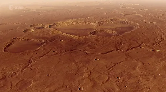 Здесь когда-то текла вода: ESA показало новые снимки древнего кратера на Марсе