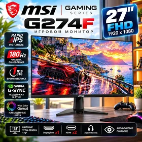 Монитор 27" MSI G274F, IPS, 1920x1080, 180Hz, 1ms Monitor