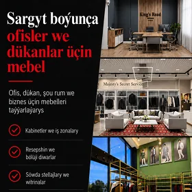 Ofisler we dükanlar üçin sargyt boýunça mebel | Ojak Construction