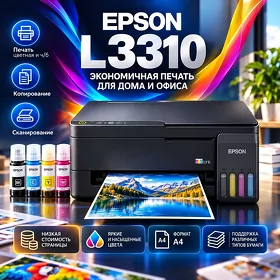 Принтер 3 в 1 Epson L3310 Формат А4 / Цветная печать 4 цвета