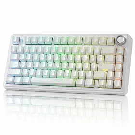 3-х Режимная механическая проводная игровая клавиатура AULA F75 White Contour/ Komplekt / Klawiatura
