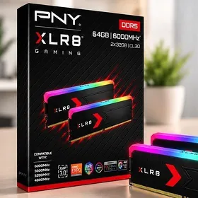 Operatiw Ýat PNY XLR8 64Gb (32x2) CL30, RGB, D5 6000MHz / RAM