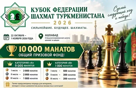 В Туркменистане разыграют 10 тысяч манатов на шахматном турнире